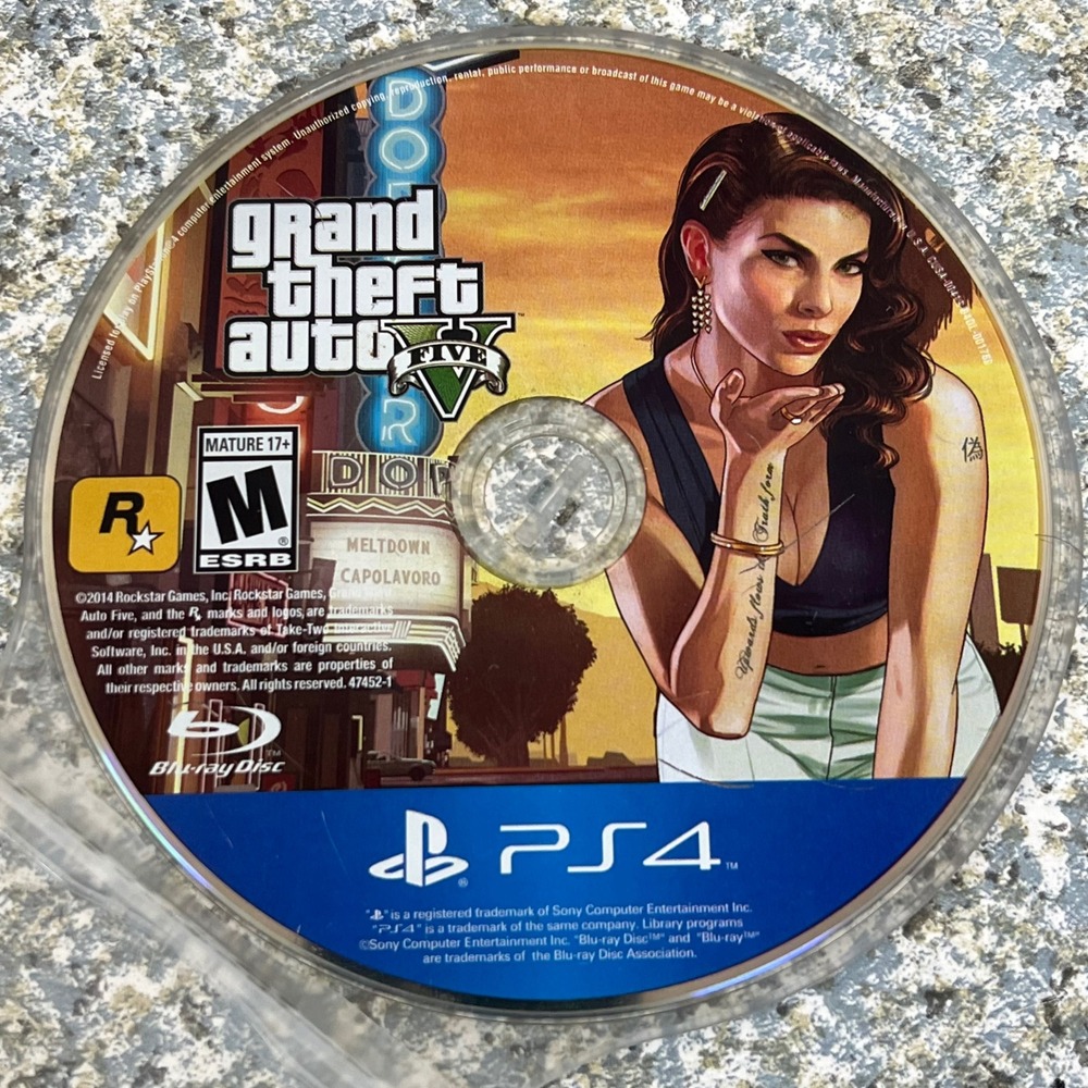 Rockstar Grand Theft Auto V PS4 Video Game GTA 5 PlayStation 4 Disc Only Blu-ray